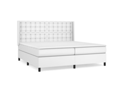 Cama com Molas Couro Artificial Branco MAISON EXCLUSIVE 200x200 cm