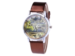 Relógio de Pulso Quartz para Homem e Mulher com Pulseira de Couro Pu (café)