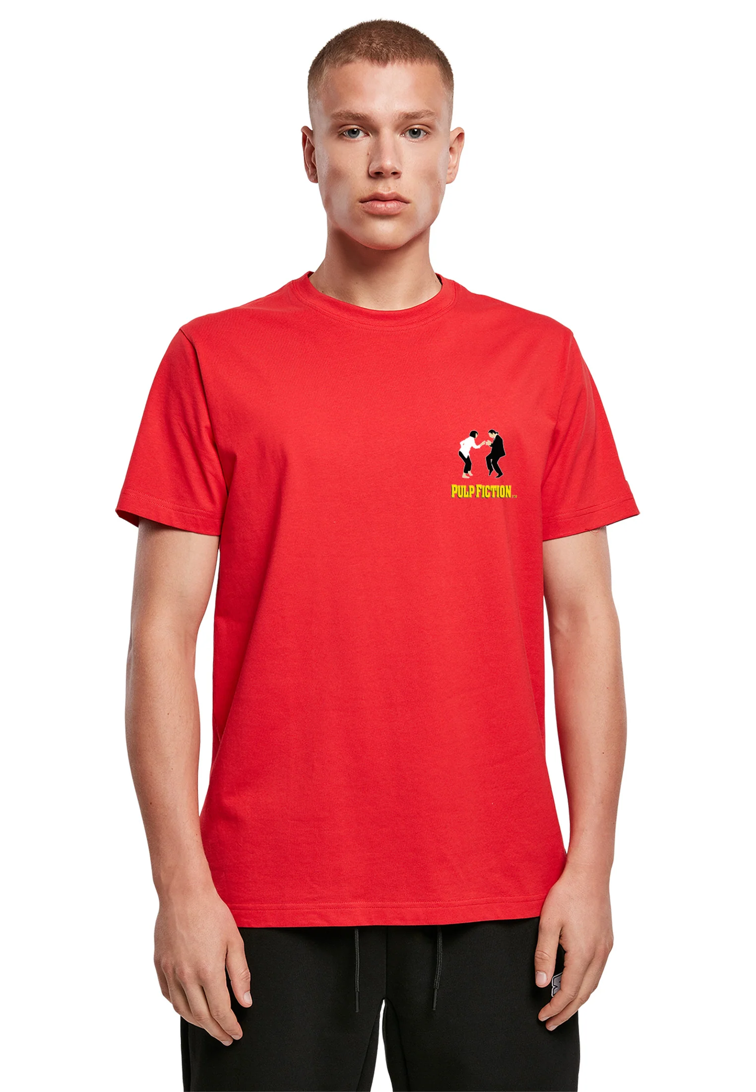 Rockinstone Men's T-shirt Pulp Fiction Vince Mia Graphic Print Tee Red Size:m