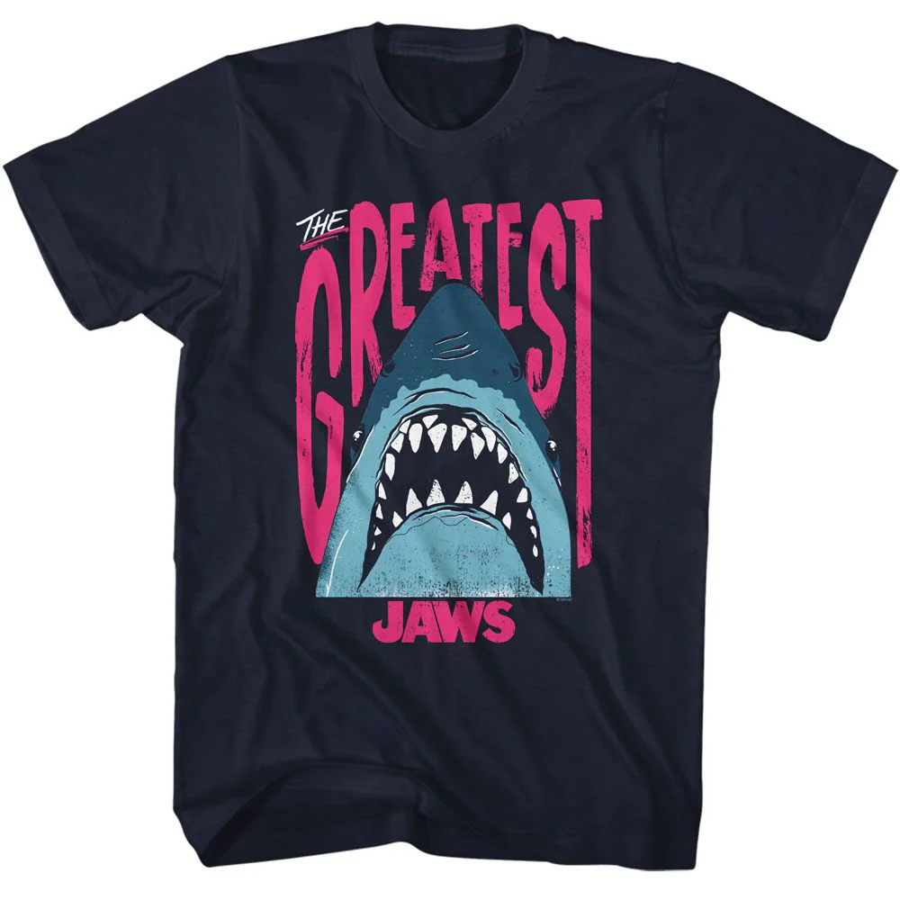 Unisex Adult T-shirt Rockinstone Jaws Movie The Greatest Shark Navy Sizem