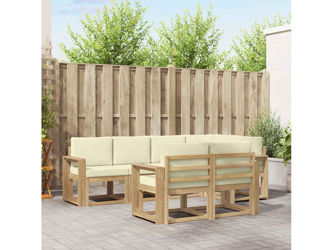 Vidaxl Conjunto De Sofás Para Exterior 7 Unid. Branco E Creme