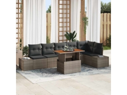 Vidaxl Conjunto de Sofá de Jardim 7 Pcs Cinzeto Rattan Sintético