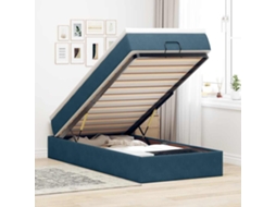 Vidaxl Estrutura De Cama Otomana Com Colchão Azul Escuro Veludo
