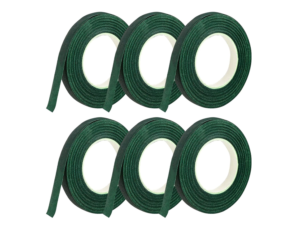 Fita Adesiva, 6 Rolos, De Fita Floral, Floral Verde Escura, 12 Mm X 27 Metros 88,6 Pés Por Rolo, Buquês De Flores Artificiais (6 Unidades)