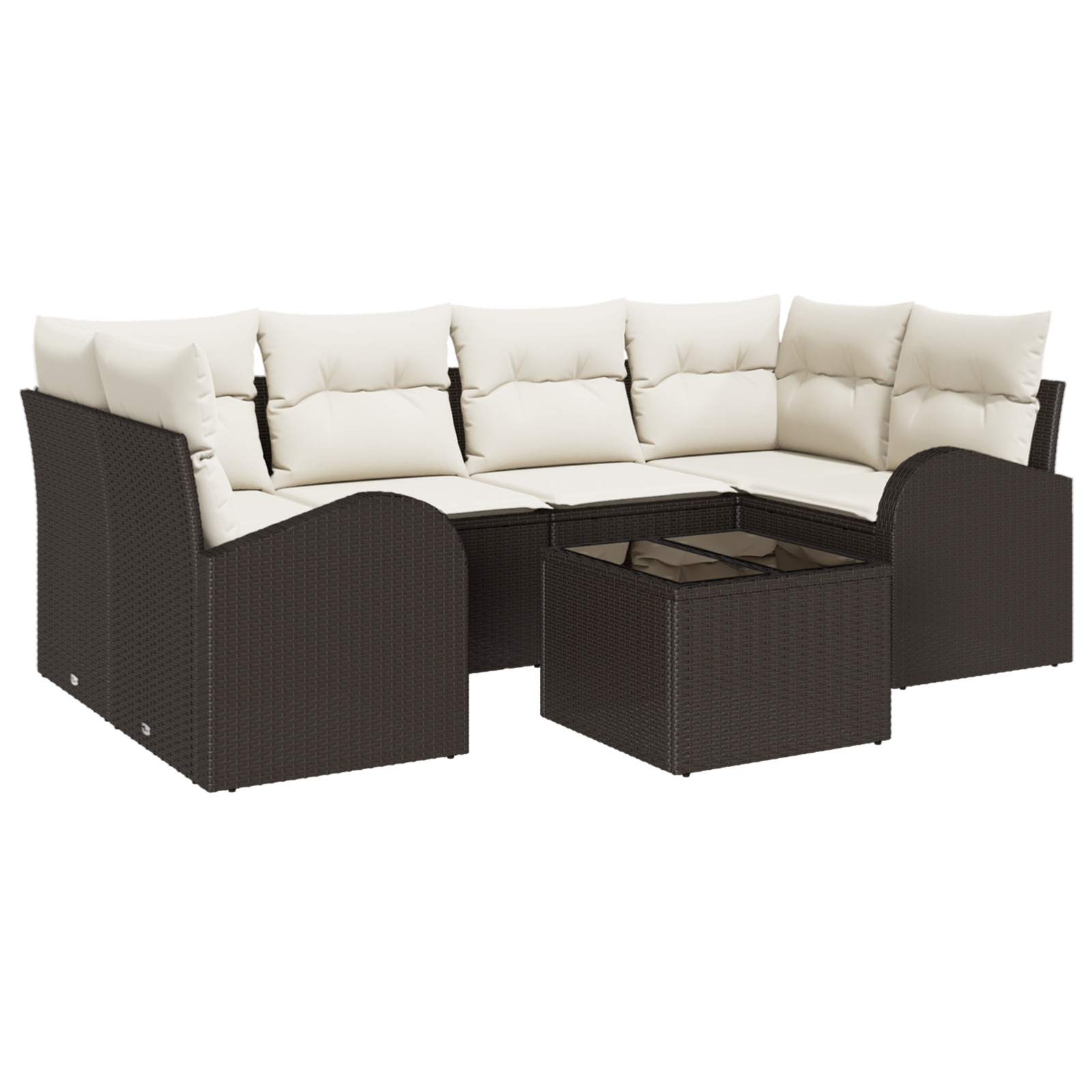 Conjunto 7 Conjunto De Sofá De Jardim Vidaxl Castanho Vime Pe (55 X 55 X 37 Cm)