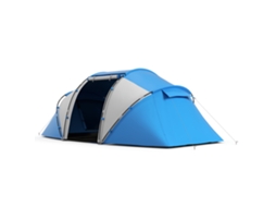 Tenda De Campismo Familiar Para 4 Pessoas Dobrável Impermeável Para Praia Parque 430x240x170 Cm Azul E Branco