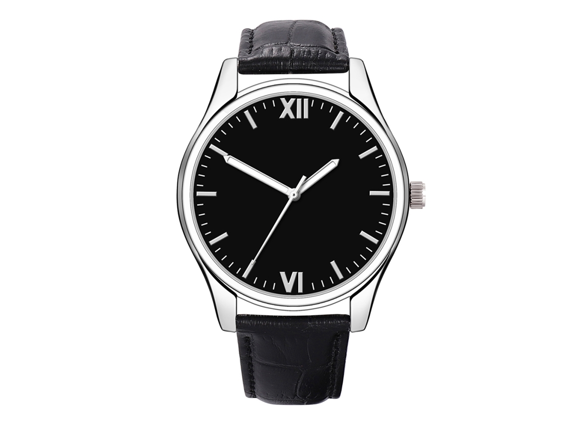 Relógio masculino de quartzo com mostrador redondo e pulseira de couro PU simples e elegante.