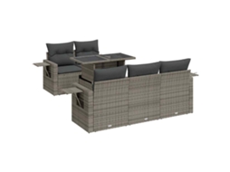 Conjunto de 6 Sofás de Jardim com Almofadões Vime Cinzento MAISON EXCLUSIVE (80x200 cm)