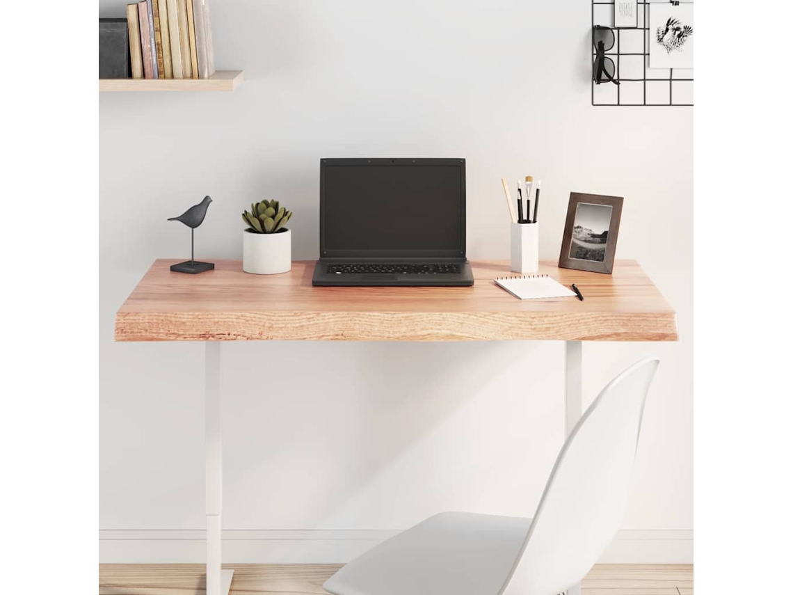 Vidaxl Tampo De Mesa Com Bordas Vivas Carvalho Tratado Castanho-claro