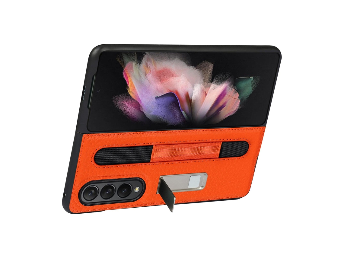Capa de Telefone Capa de Couro Protetora para Telefone EOOCOO (para Samsung Z Fold3 com Slot para Caneta)
