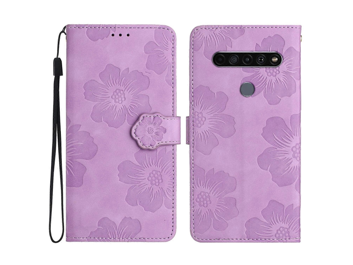 Capa De Couro Para Celular Com Estampa Floral Em Relevo