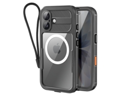 Shellbox Capa Impermeável Integral Para Iphone 17 Magsafe À Prova De Choques Com Alça De Mão Preto