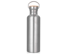 Garrafa De Água 1l – Garrafa Desportiva Exterior – Para Escola, Fitness E Treino – Aço Inoxidável – Prata