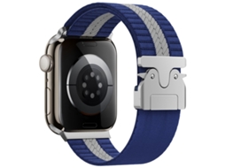 Bracelete para Apple Watch 42/41/40/38mm Nylon Trançado com Fecho de Paraquedas Azul e Branca XIAOMOYU