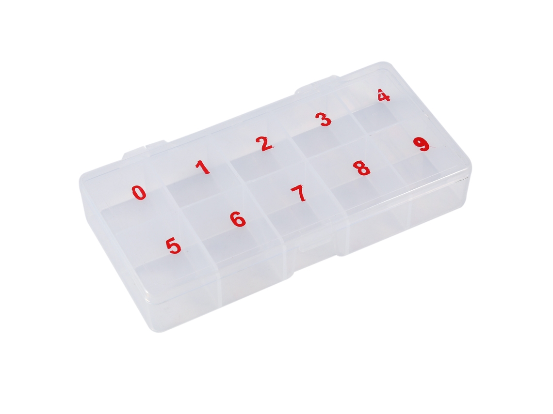 Caja De Armazenamento Com 10 Compartimentos Em Acrílico Para Unhas Falsas Artísticas Translúcida Natural
