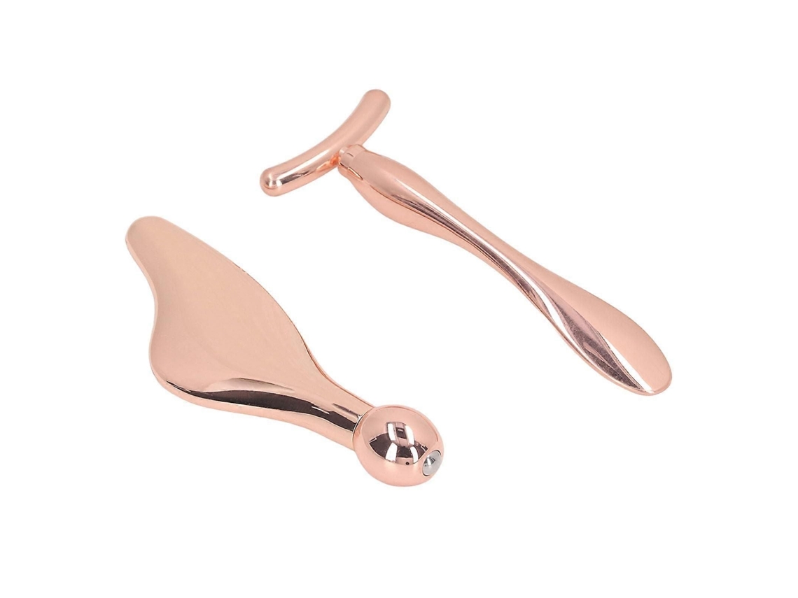 Kit com 2 Peças de Rolo Facial e Massageador Facial, Formato em Y Metal Refrescante para Lifting, Cuidados os Olh Pescoço. GOKOCO