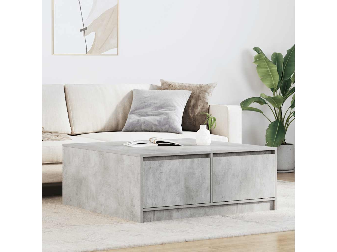 Mesa de Centro HARLANV1 com Gavetas 100x100x40 cm Cinza cimento