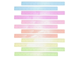 Conjunto De 12 Réguas Plástico Transparentes E Coloridas, Flexíveis E Reutilizáveis Para Medição, Ideais Para Estudantes