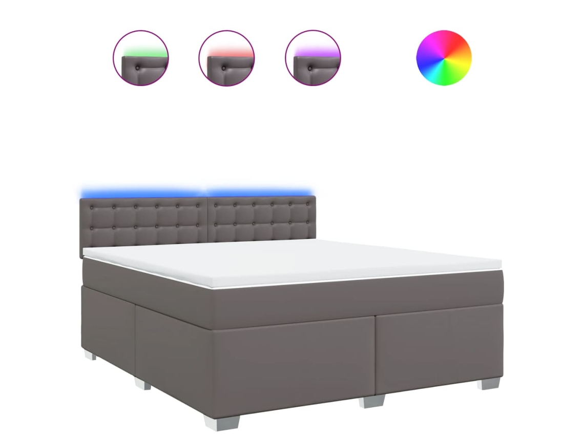 Cama com Molas Couro Artificial Cinza MAISON EXCLUSIVE 180x200 cm