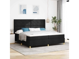 Vidaxl Cama Box Com Fitas Led Com Cabeceira Preto 200 X 200 Cm Tecido