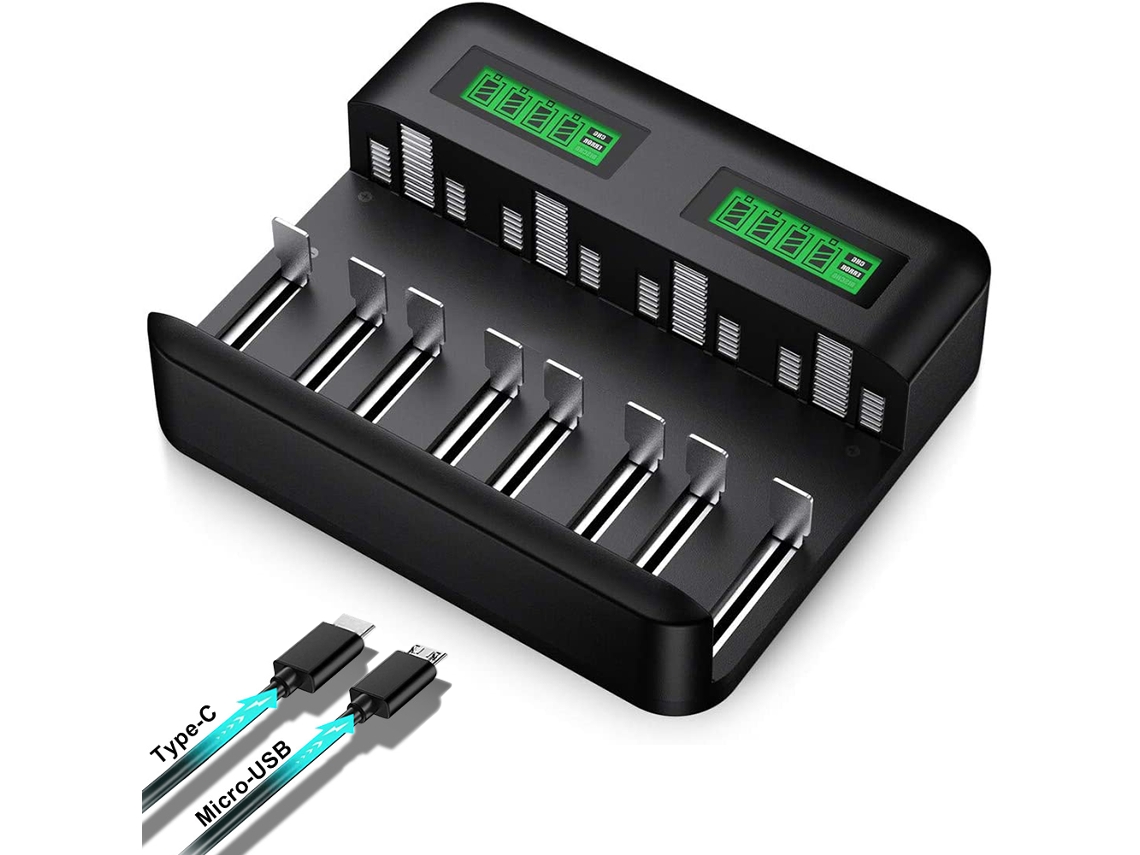 Lurelia Carregador De Pilhas Dc5,0v Dc1,2v 2a 5,0v 1,2v Para Recarregáveis Com Visor Lcd