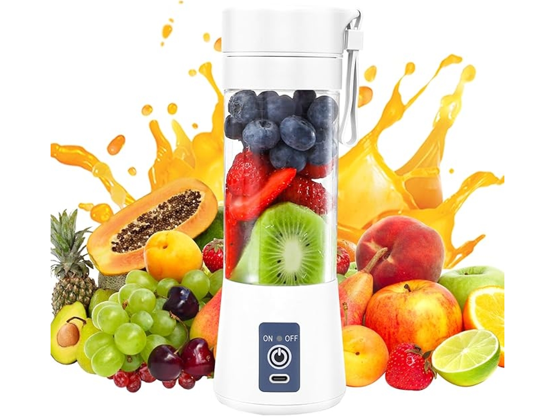 Liquidificador Portátil Para Batidos E Vitaminas, Mini Liquidificador De 380 Ml Com 6 Lâminas Em Aço Inoxidável, Recarregável Tipo C