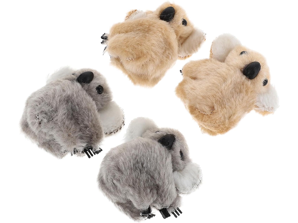 Conjunto de 4 mini presilhas de cabelo Pelúcia na cor marrom carvão.