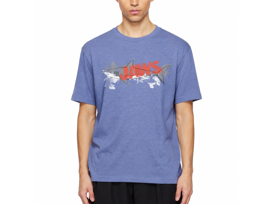 Rockinstone Jaws Movie Watermark Heather Light Blue Adult T-shirt Size:m