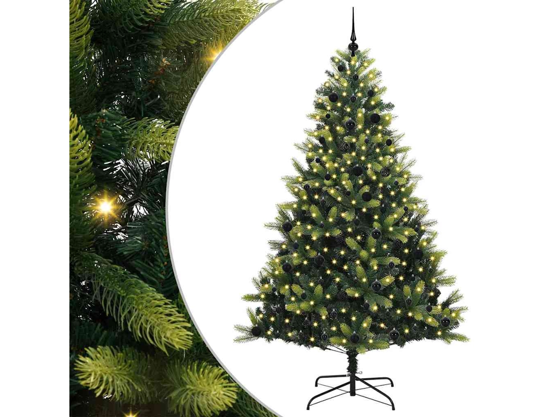 Árvore De Natal Artificiál Dobrável Com Luzes Led Vidaxl Verde Pvc (240 Cm)