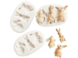 Molde De Fondant Conejo, 3 Peças Molde De Silicone 3d Conejo Páscoa Para Bolos Chocolate