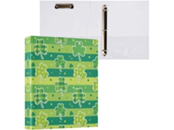 Pasta de 3 Argolas para Papel Tamanho Carta , Trevo São Patrício, Organizador Redondas com Pra (27,9 X 21,6 Cm)