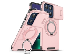 Capa Traseira De Tpu Com Suporte E Anel De Metal Para Motorola Moto G Stylus 5g (2025) Com Capa Deslizante Para Câmera Rosa