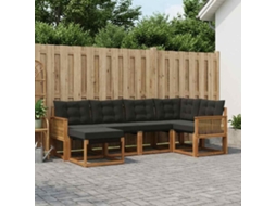 Vidaxl Conjunto De Sofás Para Exterior 6 Unid. Natural E Preto