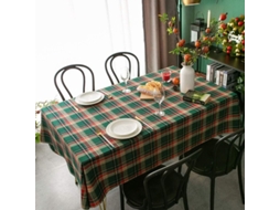 Toalha De Mesa Mitchell 100x140cm De Algodão E Linho - Padrão Xadrez Retrô - Verde - Toalha De Mesa Lavada - Mesa De Centro Decorativa - Capa Contra P