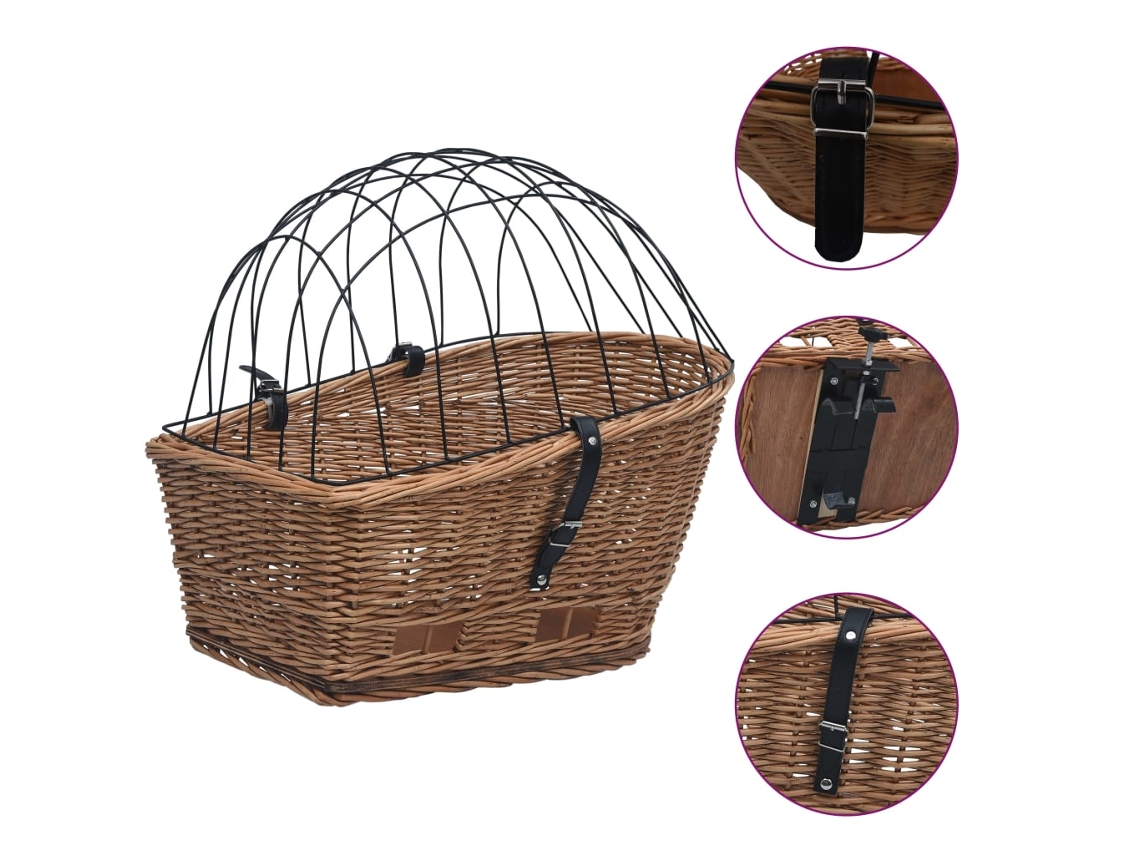 Bike Rear Basket, Bike Rear Baskets Vidaxl Marrom Vime