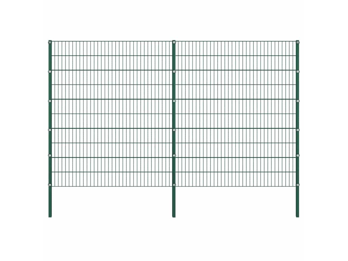 Vidaxl Painel De Vedação Com Postes De Ferro 349x200 Cm Verde