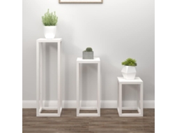 Vidaxl 3 Pcs Conjunto De Suporte Plantas Pinho Maciço Branco