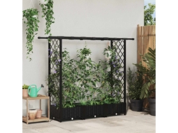 Vidaxl Cama Elevada Com Treliça E Telhado Preto 164 X 40 X 121 Cm Pp