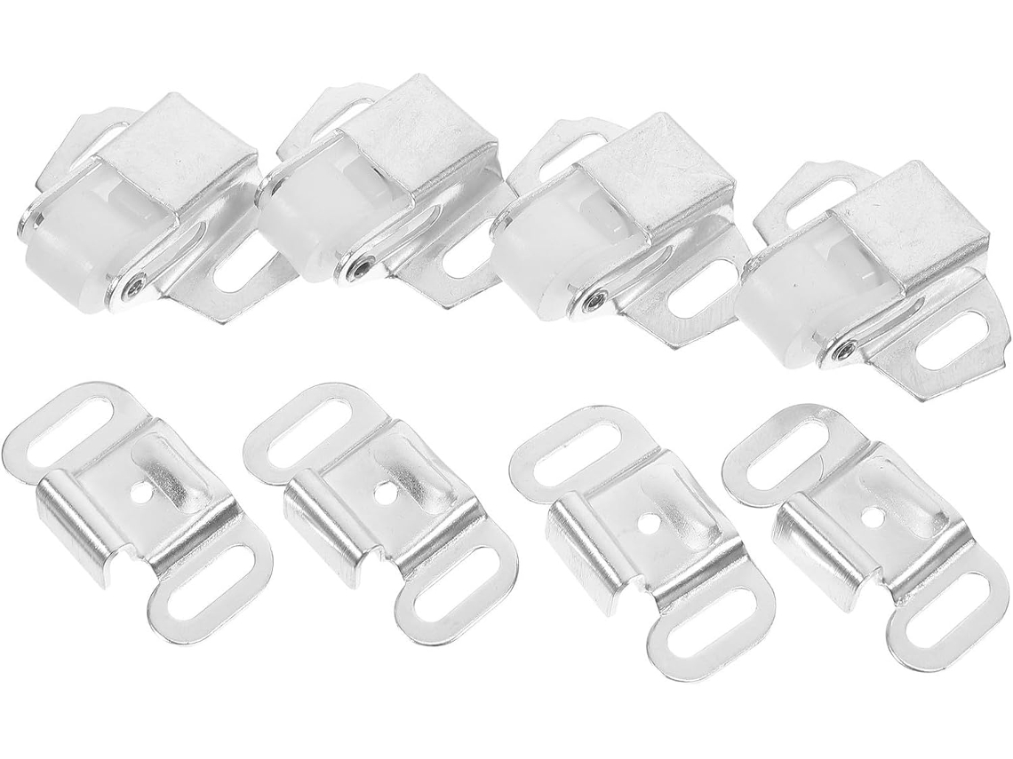 Shineofi Conjunto De 4-travas Rolo Para Portas Armários E Guarda Roupas, Em Ferro Prateado Com Fácil Instalação