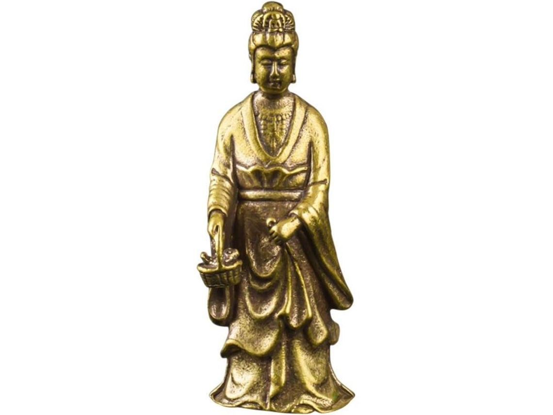 Estatua De Bronce De Guan Yin Buda Femenina Escultura Feng Shui Chino Decoración De Mesa Para Hogar U Oficina