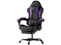 Cadeira Gamer Com Almofadas, Altura Ajustável – Preto E Violeta
