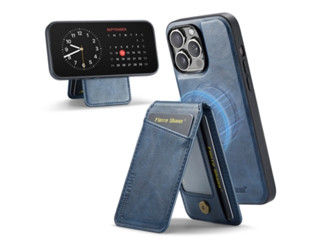 Suporte Casa Para Iphone 13 Pro Fierre Shann Pele Sintética Azul