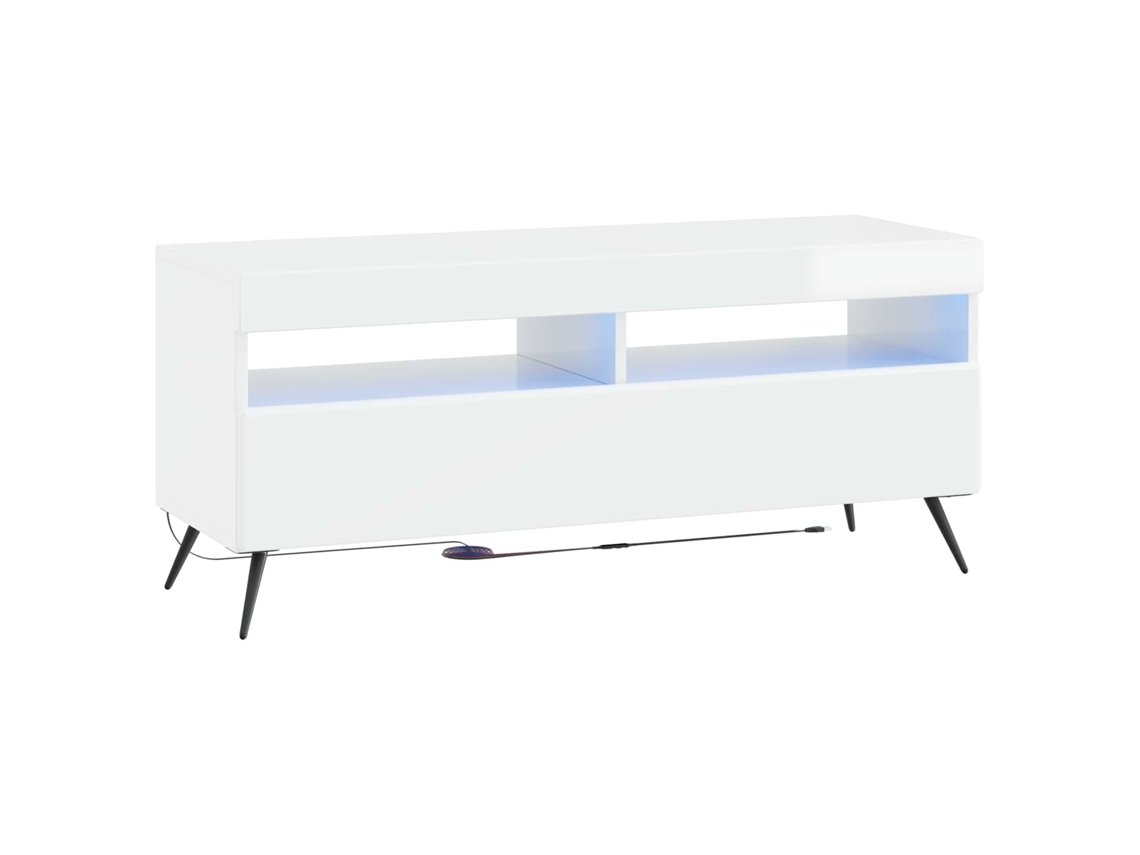 Vidaxl Gabinete De Tv Led Branco Brilhante Derivados De Madeira