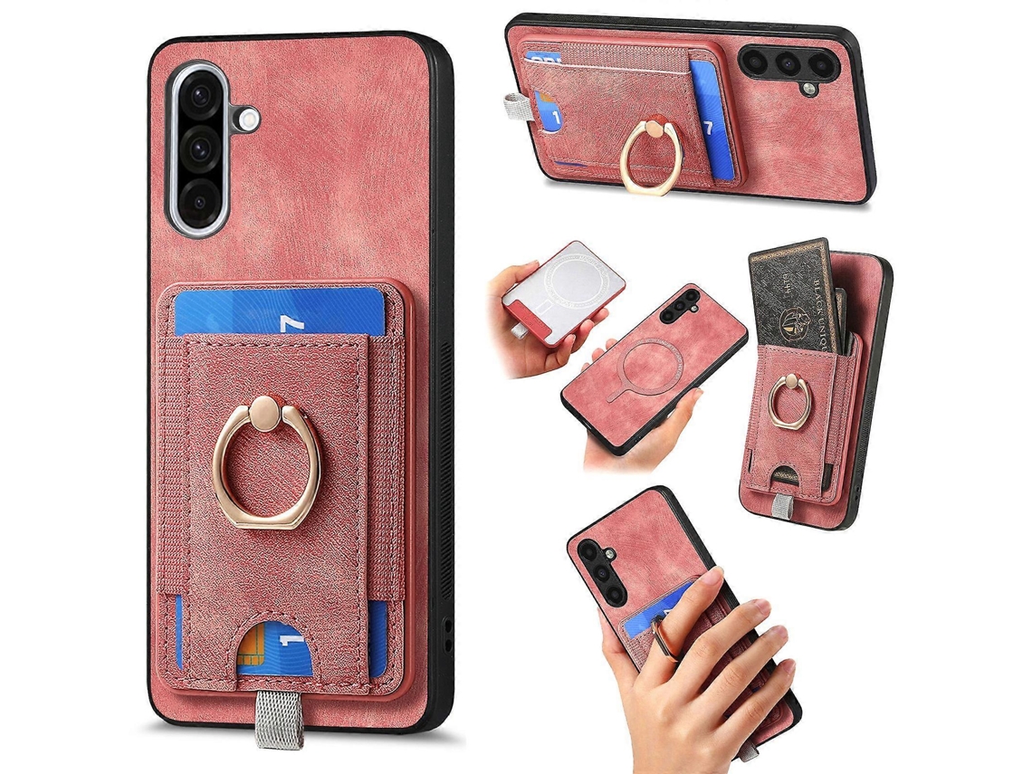 Capa De Couro Para Celular Com Bolsa Magnética Retrô E Divisória Para Cartão