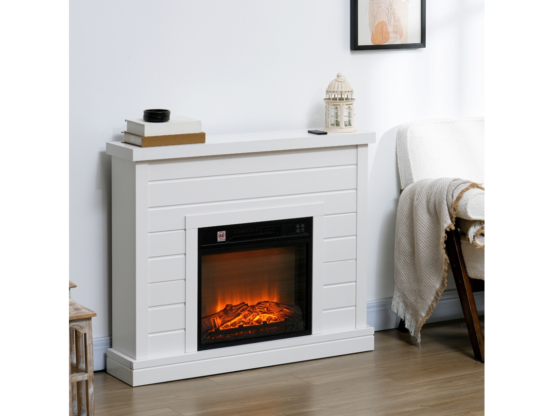 Lareira Elétrica, Efeito De Chamas 3d, 3 Configurações, Temporizador, Controle Remoto, Branco