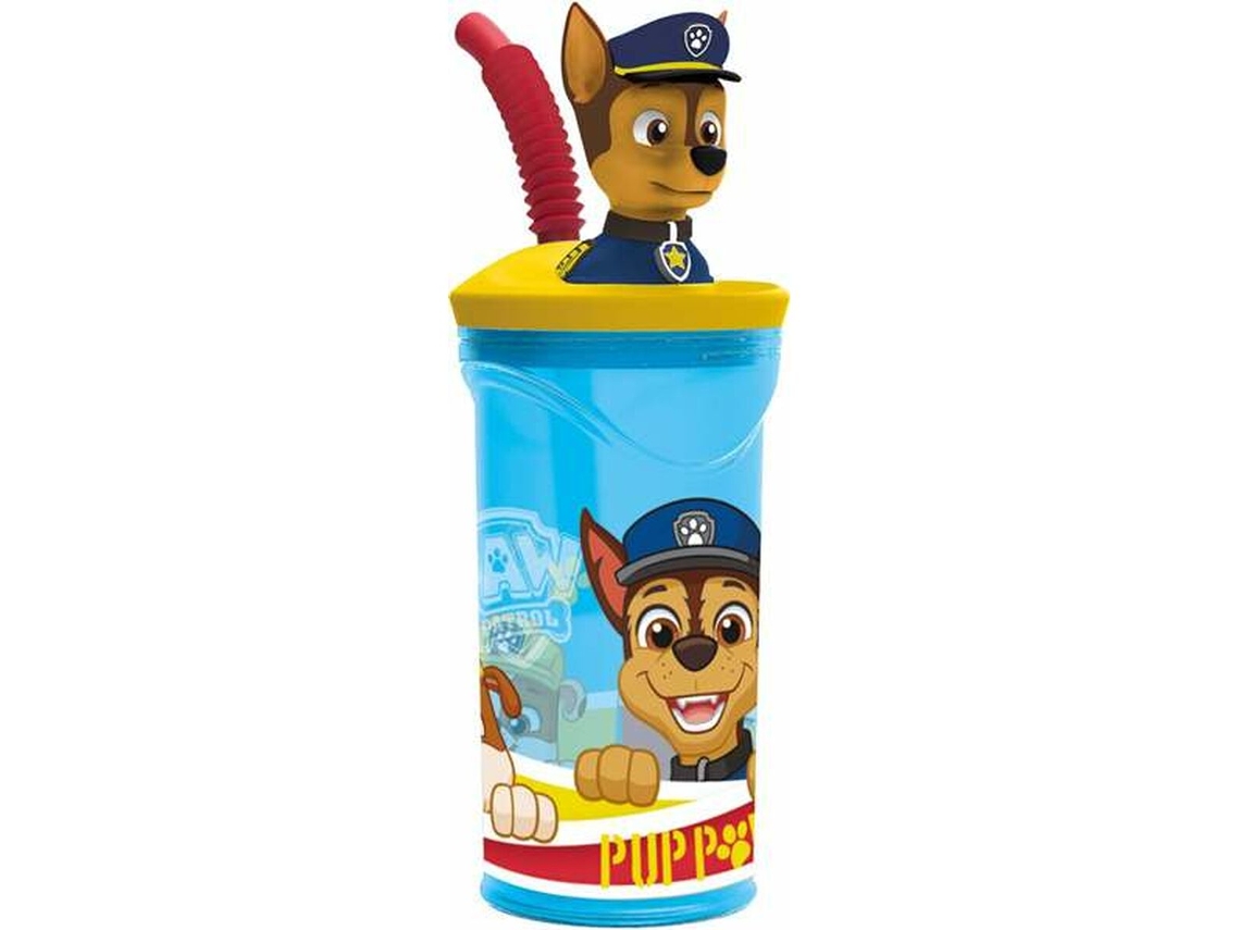 Vaso con caña y figura 3D Paw Patrol del personaje Chase 360ml 74466