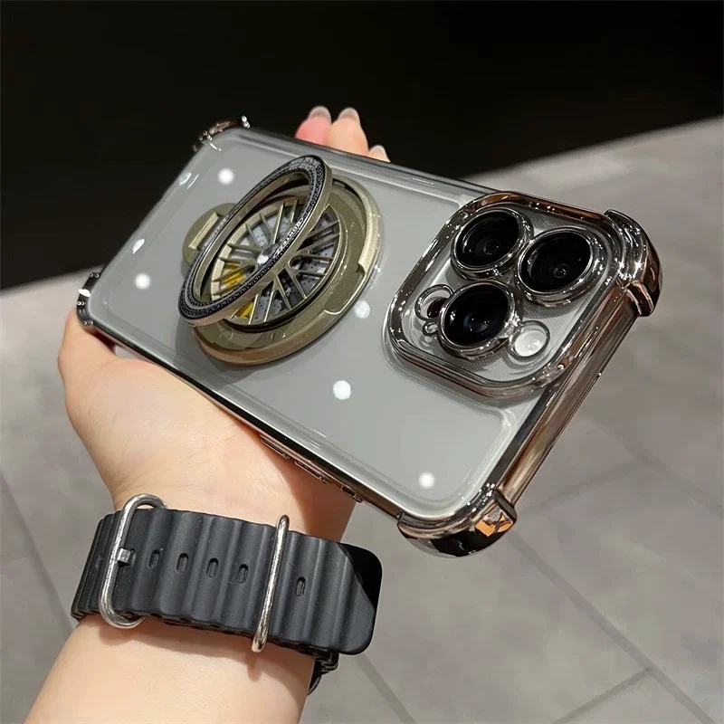 Capa Protetora Magnética E Com Carregamento Sem Fio Para Iphone 15 Pro Max (cinza).