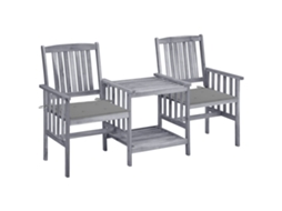 Cadeiras De Jardim C/ Mesa De Centro E Almofadões Acácia Maciça Dkd Home Decor