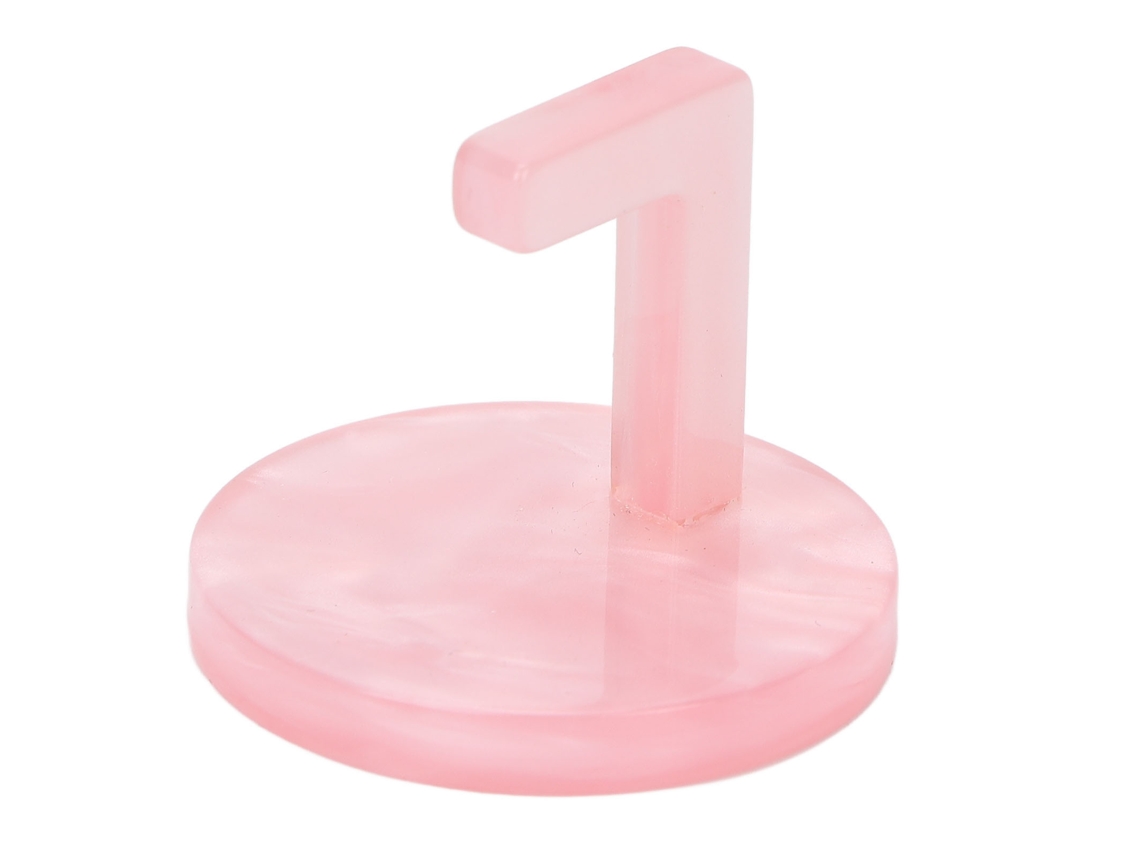 Base de unhas redonda em formato de coração rosa japonês para prática e exibição de unhas, com suporte para amostras.