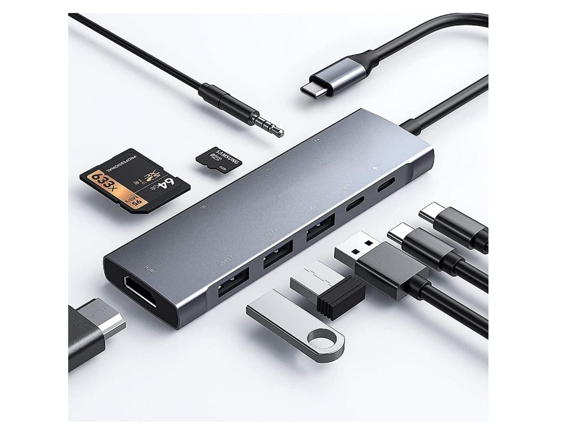 Adaptador De Hub Multiporta Usb-c, Hub Usb-c 9 Em 1*